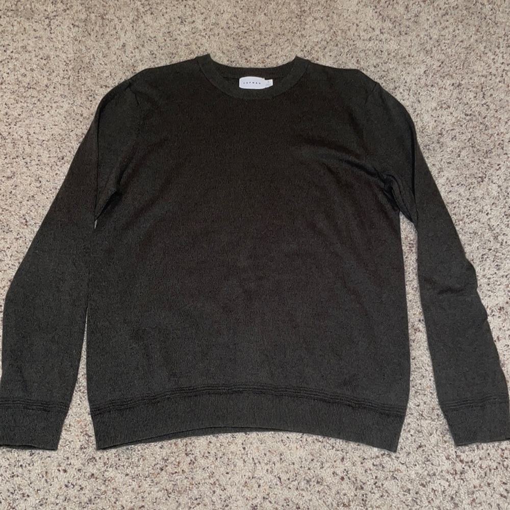Crewneck sweater. Gray/green color. Size XL. brand Topman.